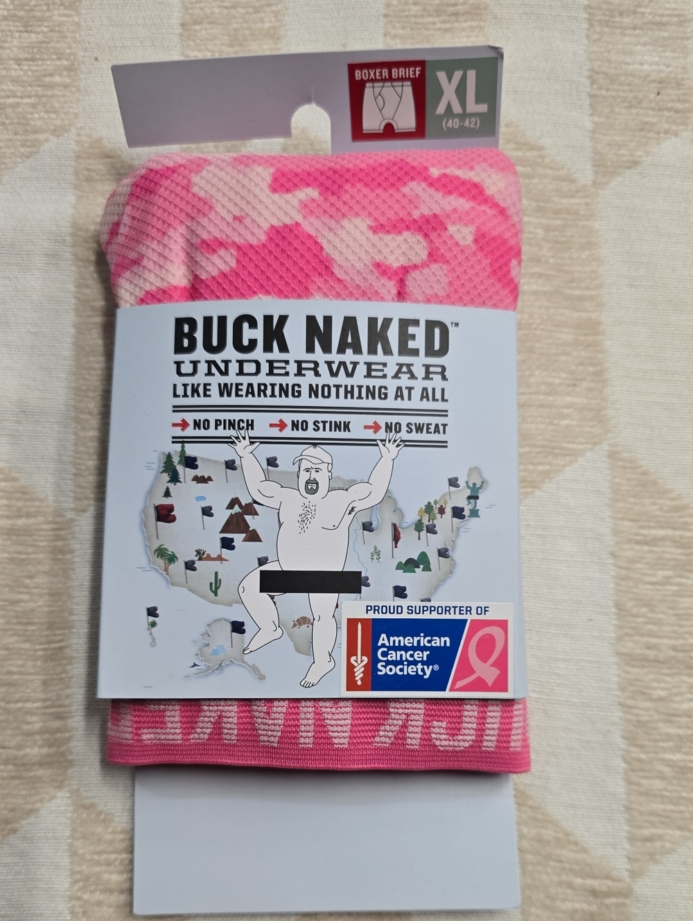 Buck Naked Pink Camo Boxer Briefs - XL